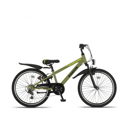 Dakota MTB 24 Inch Boys 7SP Rim Brakes Army Green-Altec